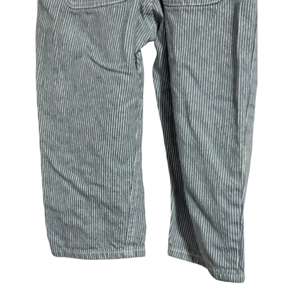 Zara Overalls Green Striped Denim With Front Pockets Adjustable Straps Size 3-4 - Picture 9 of 11